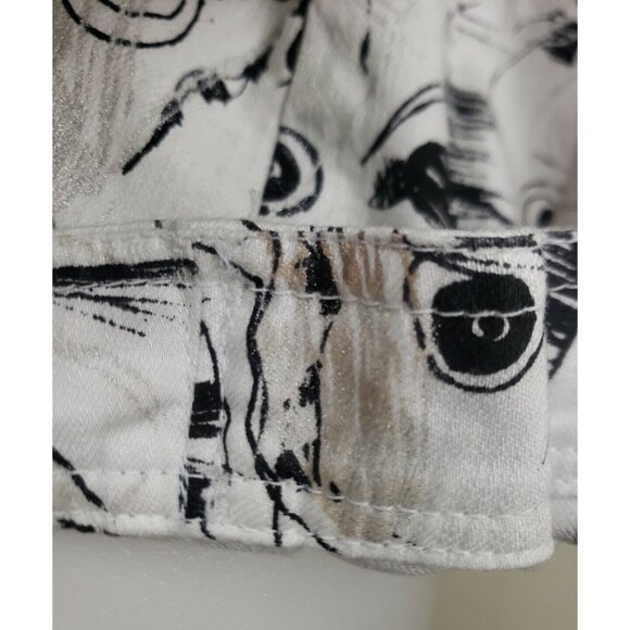 Chicos Denim Jacket Womens Sz 2 L Black Silver Graffiti Print Stretch Cotton - Picture 12 of 12